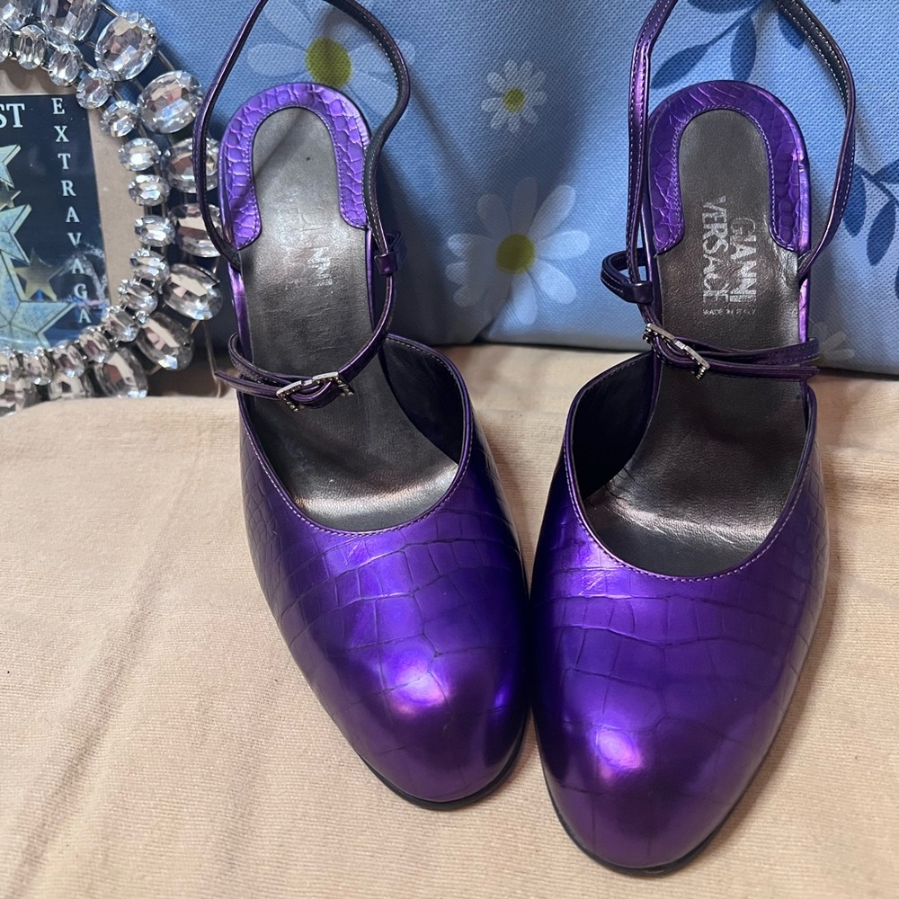 Gianni Versace Purple Snake Heels Women Made In Italy Size 36
